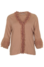 Vestje ruche tricot hals en mouw
