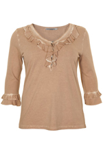 Shirt ruche rand stof langs hals