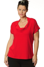 Shirt draperie hals aangeknipte mouw