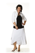 Rok tricot met kant pas gevoerd