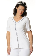 Shirt gladde tricot grijs ruche