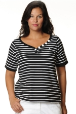 Shirt streep v hals knoopjes