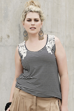 Singlet kant applicatie schouder