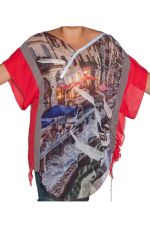 Tuniek lang voile print aangkn mouw