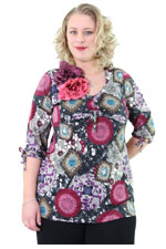 Tuniek 3/4 pofmouw elast detail hals