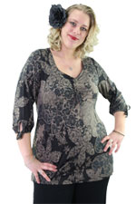 Tuniek 3/4 pofmouw elast detail hals