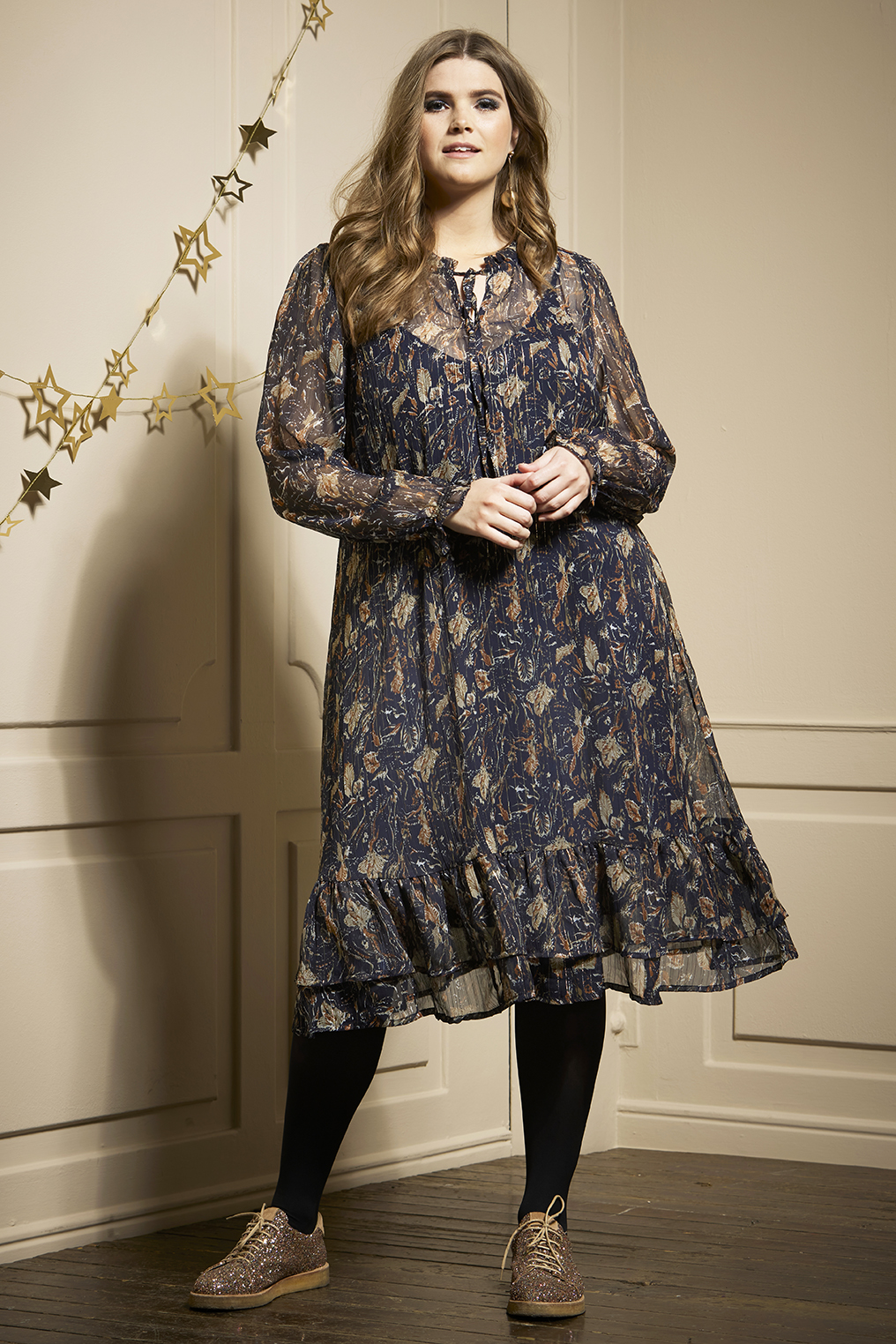 Zhenzi jurk PLUMA voile print gevoer Zhenzi jurk PLUMA voile print gevoer