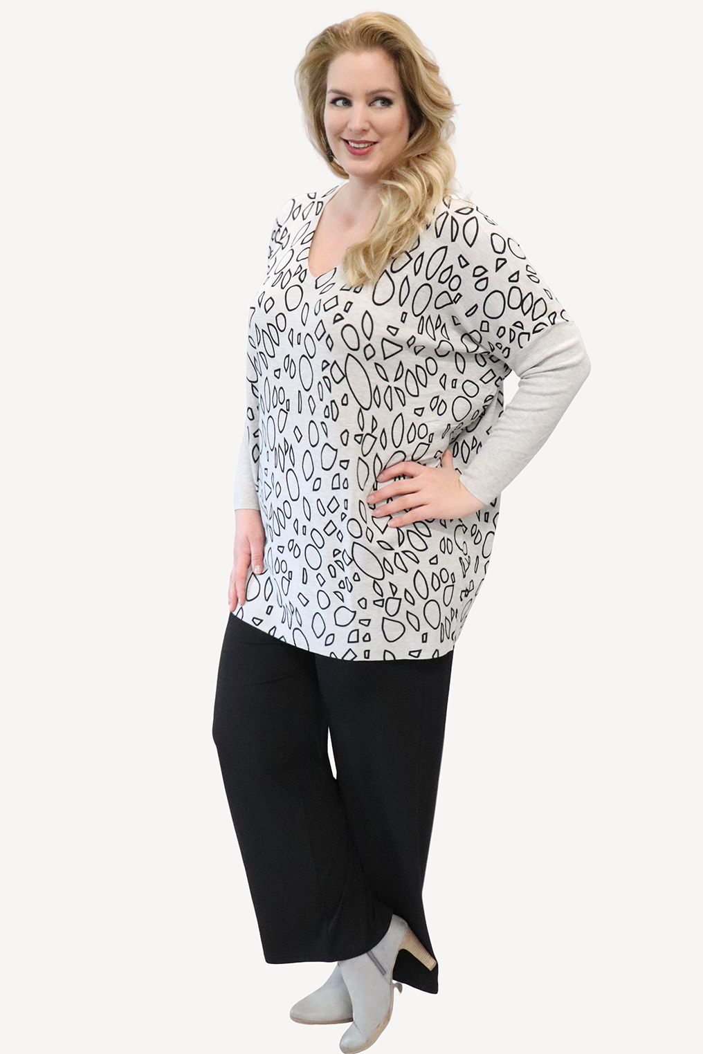 Trui Adia print met uni mouw