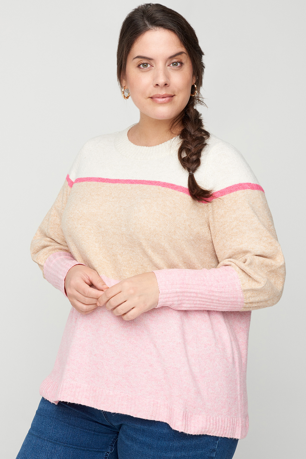 Trui SUNNY Zizzi pastel strepen Trui SUNNY Zizzi pastel strepen