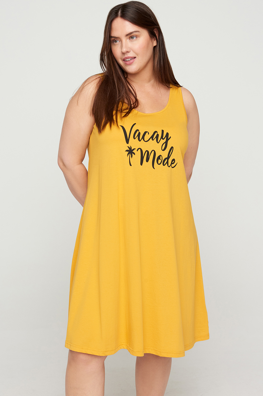 Zizzi jurk mouwloos Mineral opdruk Zizzi jurk mouwloos Mineral opdruk