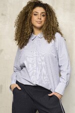 ZHENZI streep blouse blauw/wit glitt