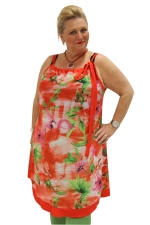 Tuniek voile oranje print uni bies