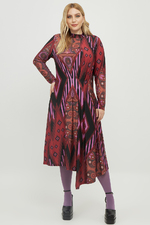 Mat fashion jurk print met zijpunt