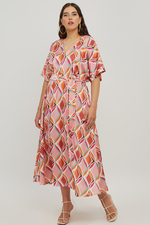 Mat fashion jurk V hals wijde mouw