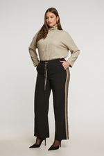 Mat fashion broek met bies