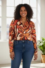 Ophilia blouse Jazz print satijn