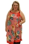 Tuniek voile print uni tricot bies | 66156-12rood/lime2&nbsp;