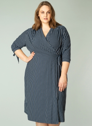 YESTA streep jurk overslag | A0026352074X-0(44)&nbsp;