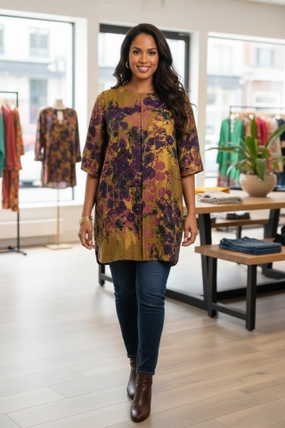 Jurk Jip print viscose Ophilia | Jip 93 printlila/flow1=42&nbsp;