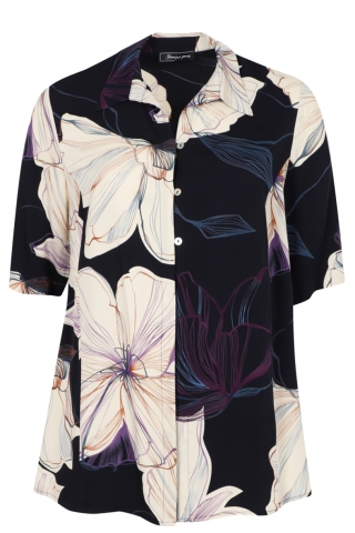 Sempre Piu blouse brede kraag print | S2422.4117NAVY48&nbsp;