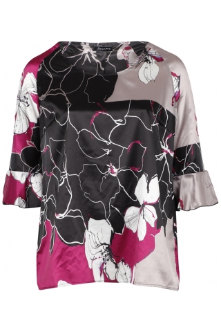 Sempre Piu blouse satijn print | S2536.4116BLAC48&nbsp;