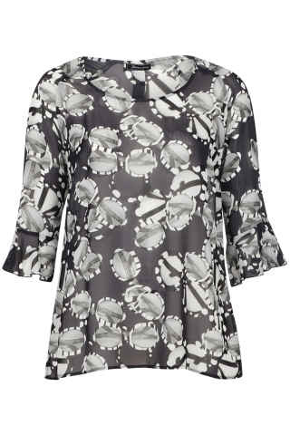 Sempre Piu blouse voile print | S2536.5514NAVY46&nbsp;