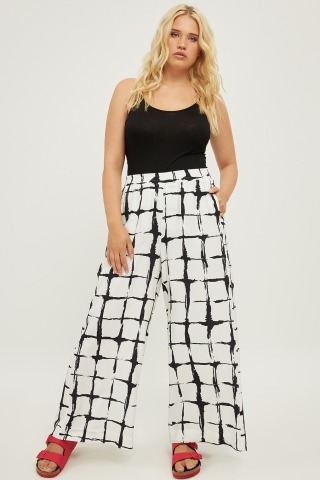 Mat fashion broek grote print | 79012039BLAC/BIGL=52-54&nbsp;