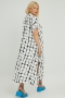 Mat fashion jurk lange splitten | 79017026BLAC/WHITM=48-50&nbsp;
