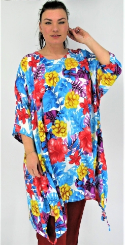 Luna Serena tuniek ebony bloem | ebony67blue/rood46-60 big&nbsp;