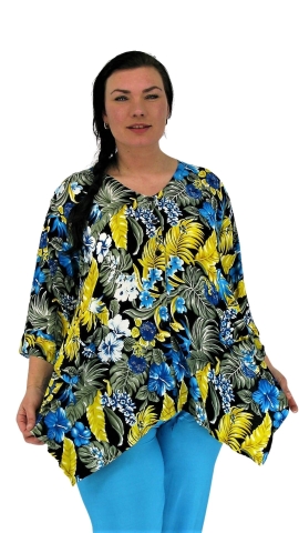Luna Serena blouse hellen geel print | hellen32yell/blue46-60 big&nbsp;