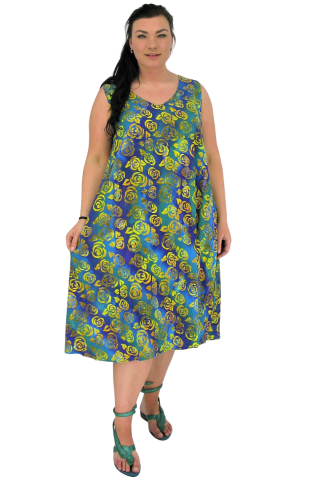 Luna Serena jurk kate batik print | kate print06blue/yell42-52 one&nbsp;