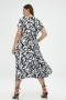 Mat fashion jurk V hals bloem print | 81017047BLAC/WHITS=44-46&nbsp;