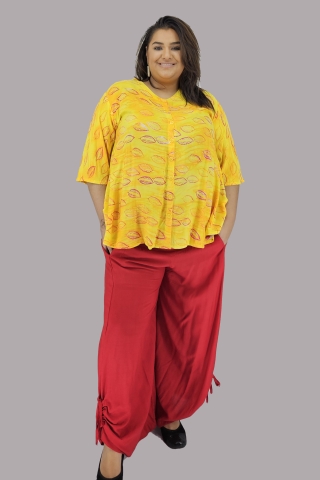 Luna blouse jasje Dallas geel print | dallas123yell/rood42-52 one&nbsp;