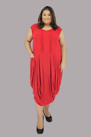 Luna jurk Elvira xl crincle rood | elviraxl03rood48-54&nbsp;