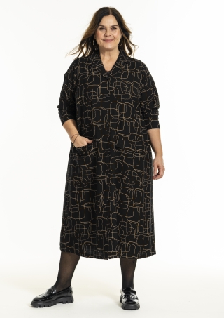 Gozzip jurk Gunde print | G245028blacS=42/44&nbsp;