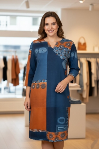 Ophilia jurk Yara cotton dessin | Yara 23W cottonblue/mix3=46&nbsp;