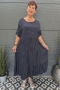 Bagoes lange jurk ruche stip | B002018P-4blau/witM=46-48&nbsp;