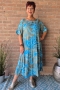 Bagoes lange jurk ruche | B002018P-7turq/limeM=46-48&nbsp;