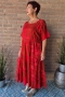Bagoes lange jurk ruche | B002018P-7turq/limeM=46-48&nbsp;