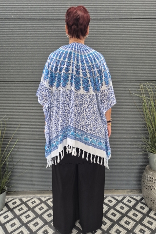 Bagoes kimono kort pailletten franje | B003011Cblau/witBig Size&nbsp;