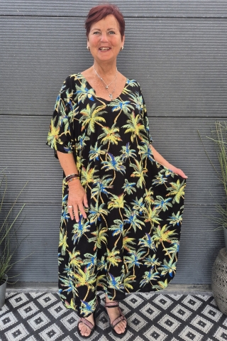 Bagoes jurk lang palmboom v-hals | B003012Pzwar/limeBig Size&nbsp;