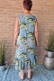 Bagoes singlet jurk bloem ruche rand | B002015P-8petr/palmM=46-48&nbsp;