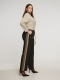 Mat fashion broek met bies | 84012018BLACM=48-50&nbsp;