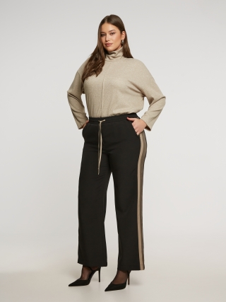 Mat fashion broek met bies | 84012018BLACM=48-50&nbsp;