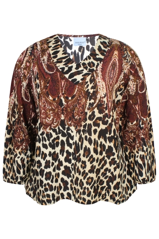 ZHENZI dierenprint blouse Siff | 201049maroM=46-48&nbsp;