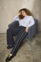 ZHENZI streep sweaterbroek met bies | 201032NAVYS=42-44&nbsp;