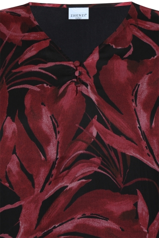 ZHENZI blouse voile bladprint | 201042maroM=46-48&nbsp;