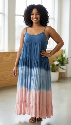 Bagoes jurk straps Dipdye | B005033blue/pink1 maat&nbsp;