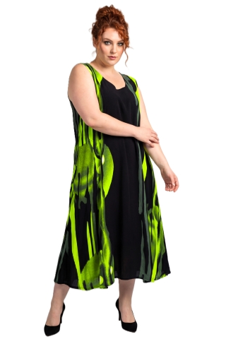 Luna jurk lois ronde hals | lois10blac/lime44-52&nbsp;