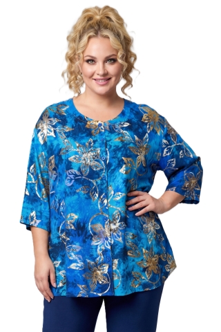Luna blouse Emma 53 | emma5427blue/gold46-60 big&nbsp;